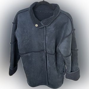 Reversible faux suede sherpa jacket